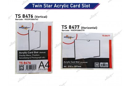 Twin Star A4 Size Acrylic Card Slot Display (Vertical / Horizontal) Twin Star A4 Size Acrylic Card Slot Display (Vertical / Horizontal)